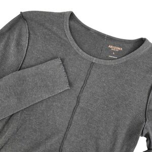 Arizona‎ Jean Co LARGE Long Sleeve Ribbed Top Womens Grunge Goth Charcoal Gray